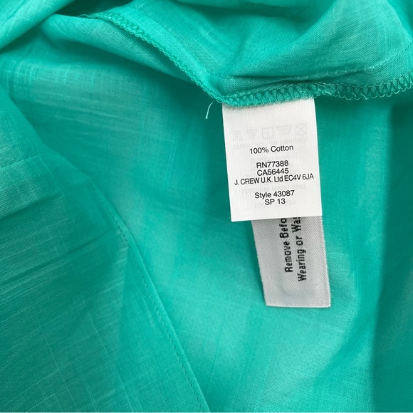NEW NWT J. Crew Smocked Top sz 00 mint sleeveless #43087 summer button-front $88 - Picture 6 of 8